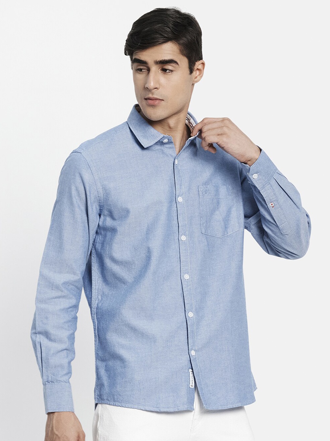 

METTLE Men Blue Solid Casual Shirt