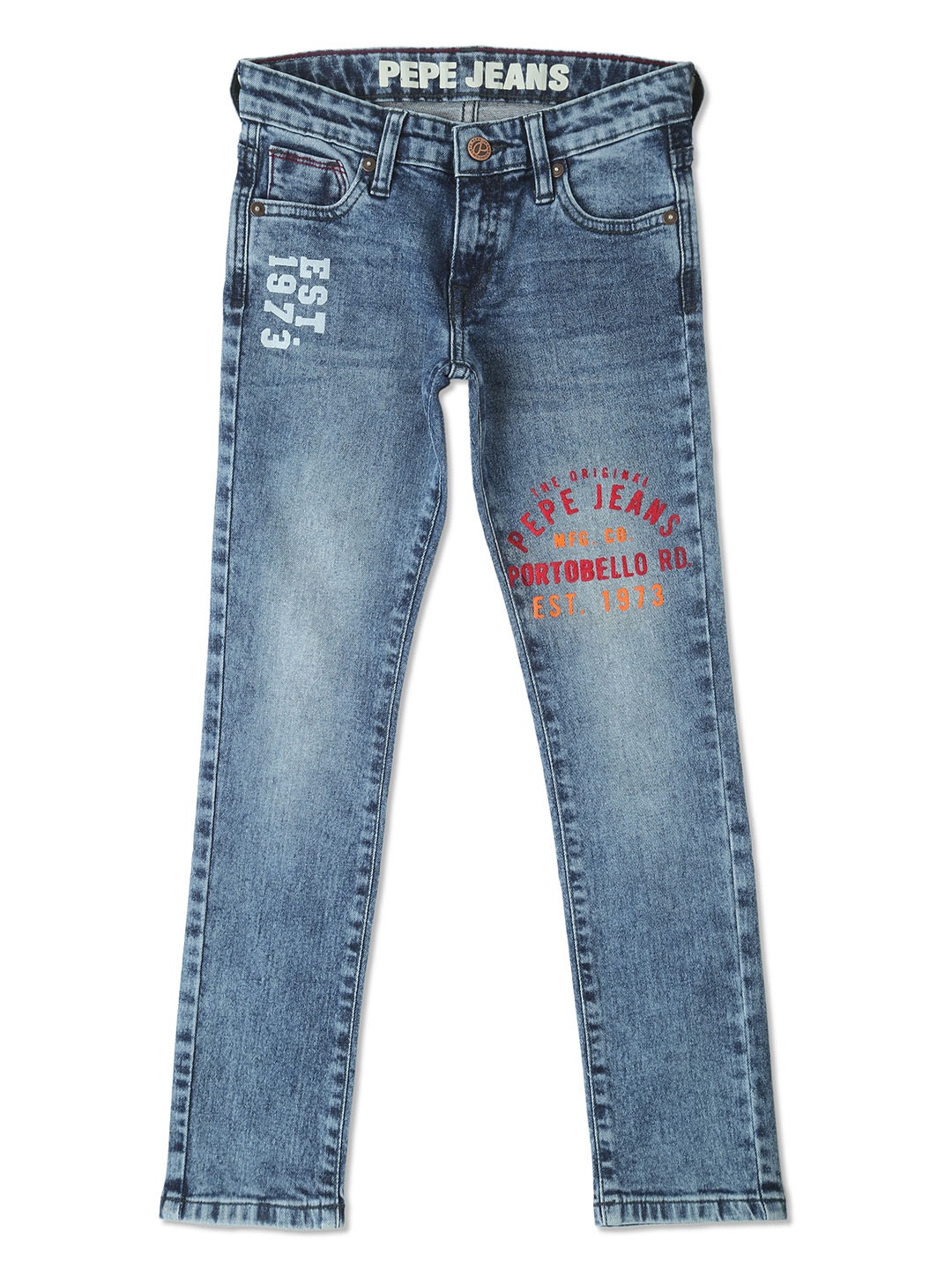 

Pepe Jeans Boys Slim Fit Printed Stretchable Jeans, Blue
