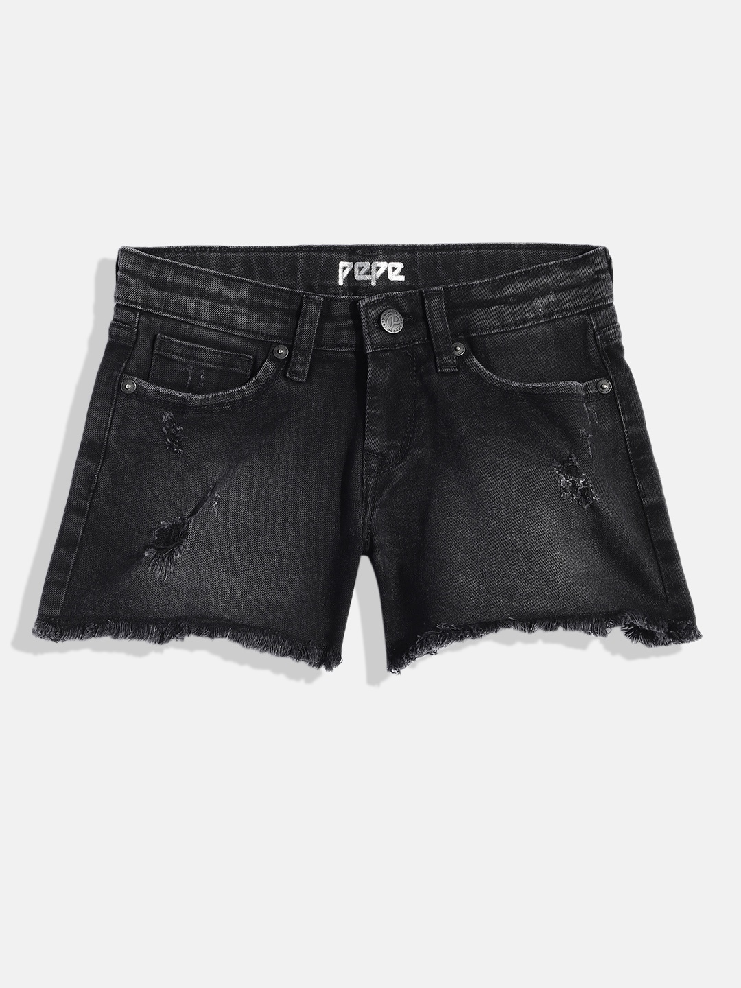 

Pepe Jeans Girls Distressed Denim Shorts, Black