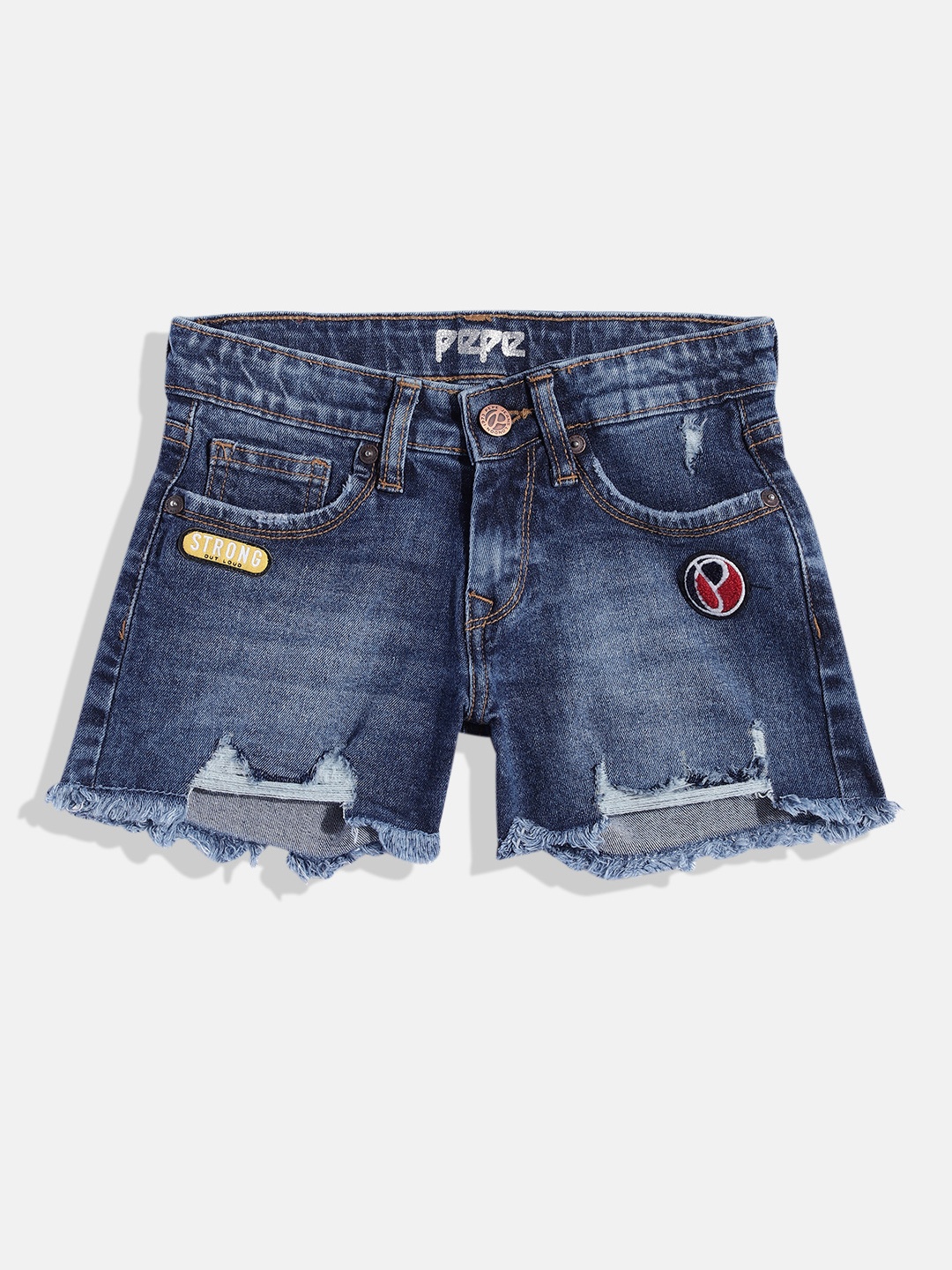 

Pepe Jeans Girls Denim Shorts With Badges, Blue