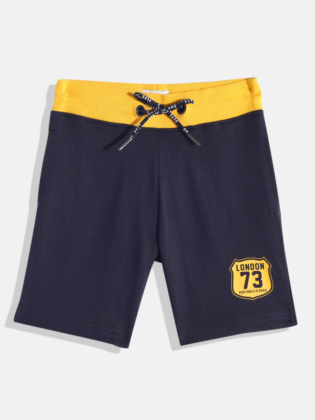 

Pepe Jeans Boys Typography Printed Pure Cotton Shorts, Navy blue