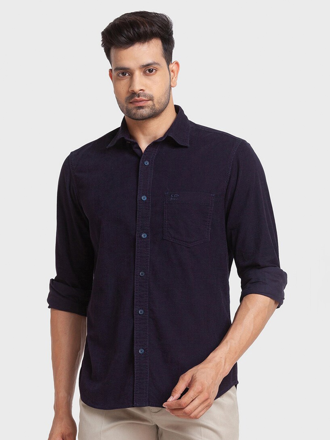 

ColorPlus Men Blue Solid Tailored Fit Casual Shirt