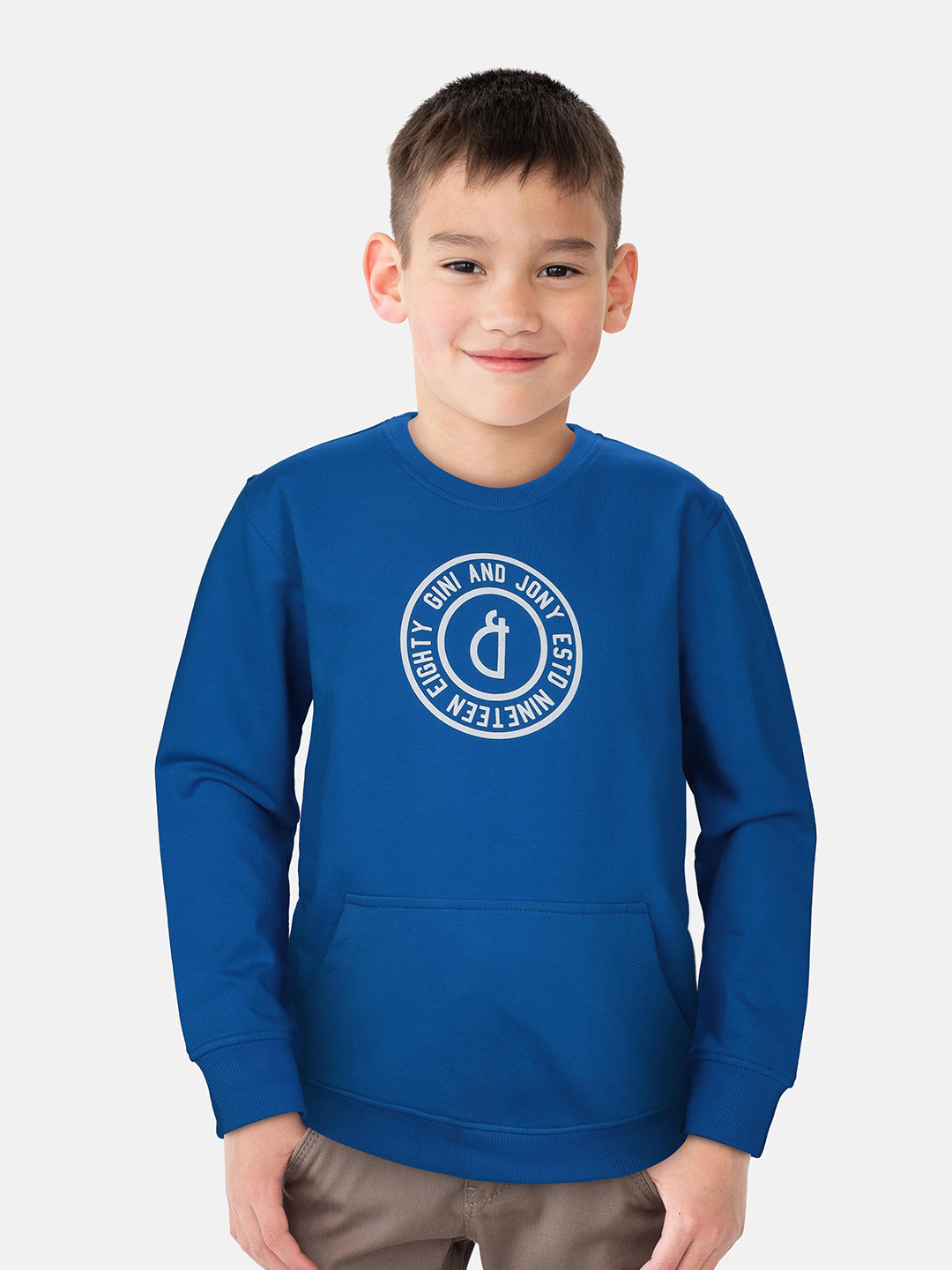 

Gini and Jony Boys Blue Printed Sweatshirt