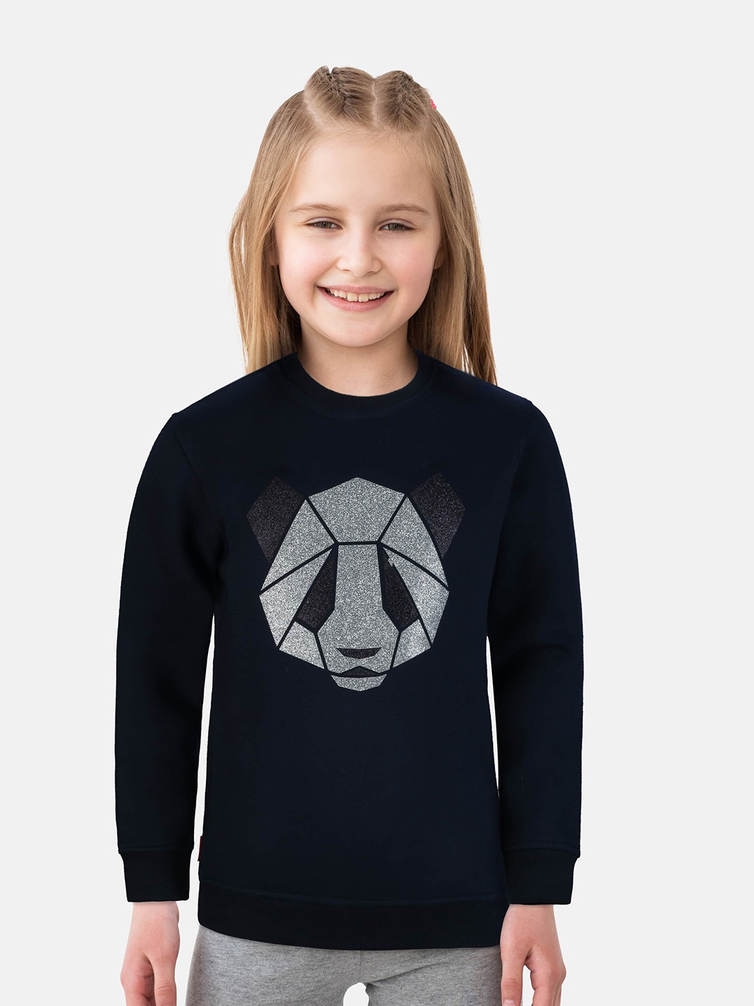 

Gini and Jony Girls Navy Blue Printed Sweatshirt