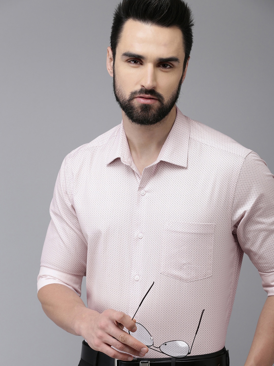 

Arrow Men Pink Slim Fit Printed Pure Cotton Formal Shirt