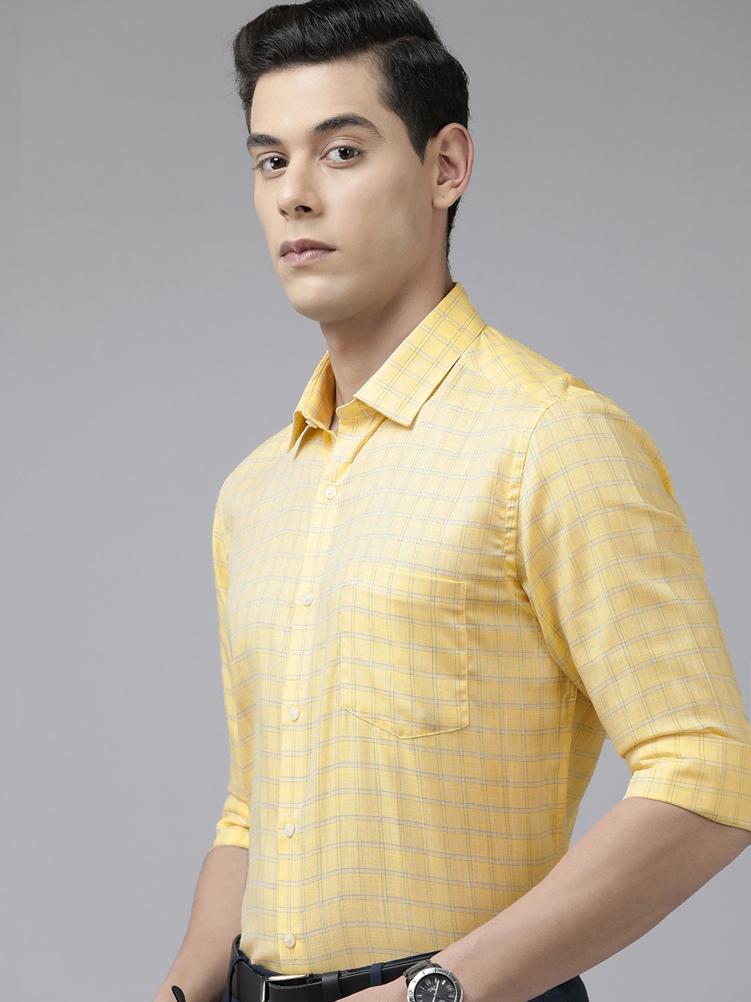 

Arrow Men Yellow Original Slim Fit Checked Pure Cotton Casual Shirt