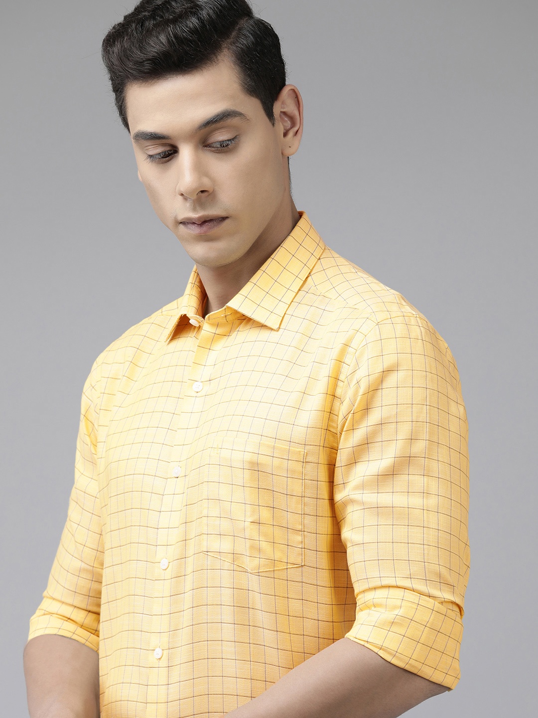 

Arrow Men Yellow Original Slim Fit Checked Pure Cotton Casual Shirt