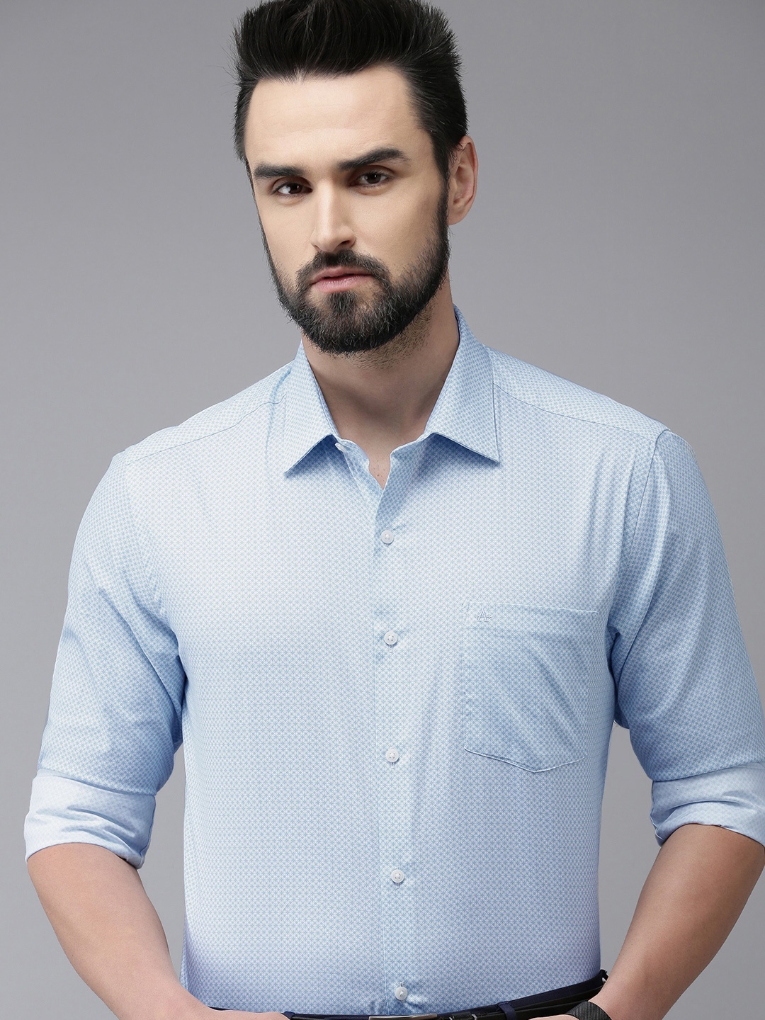 

Arrow Men Blue & White Slim Fit Printed Pure Cotton Formal Shirt
