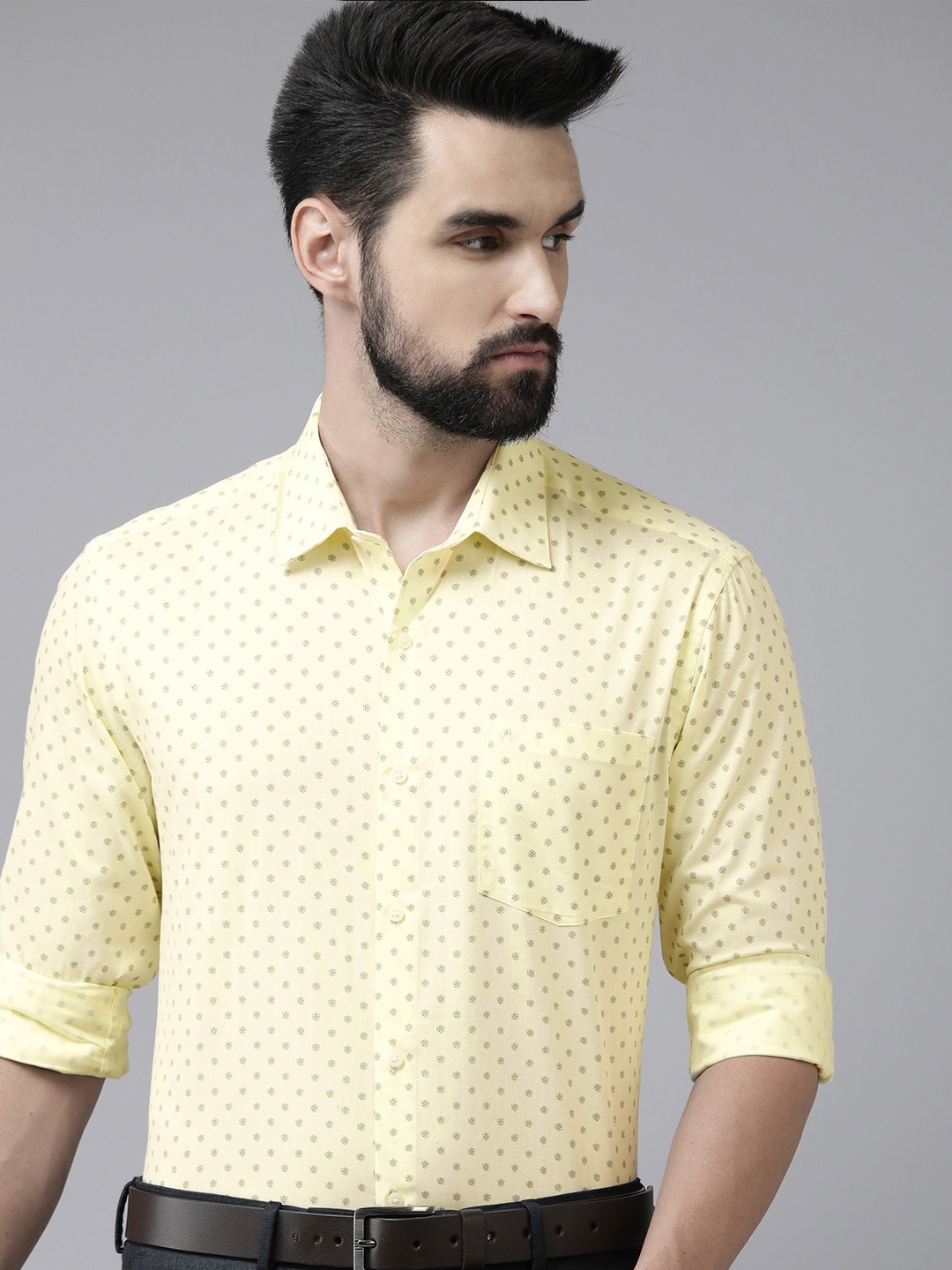 

Arrow Men Beige Original Slim Fit Printed Pure Cotton Casual Shirt