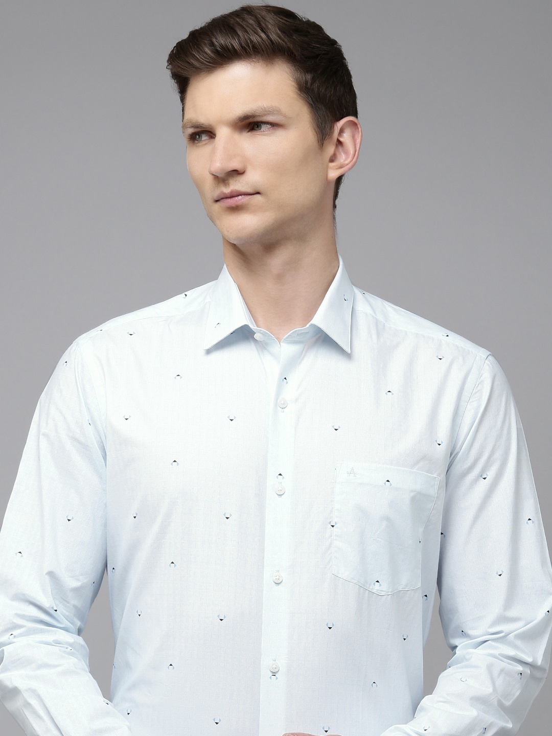 

Arrow Manhattan Slim Fit Opaque Printed Pure Cotton Formal Shirt, Blue
