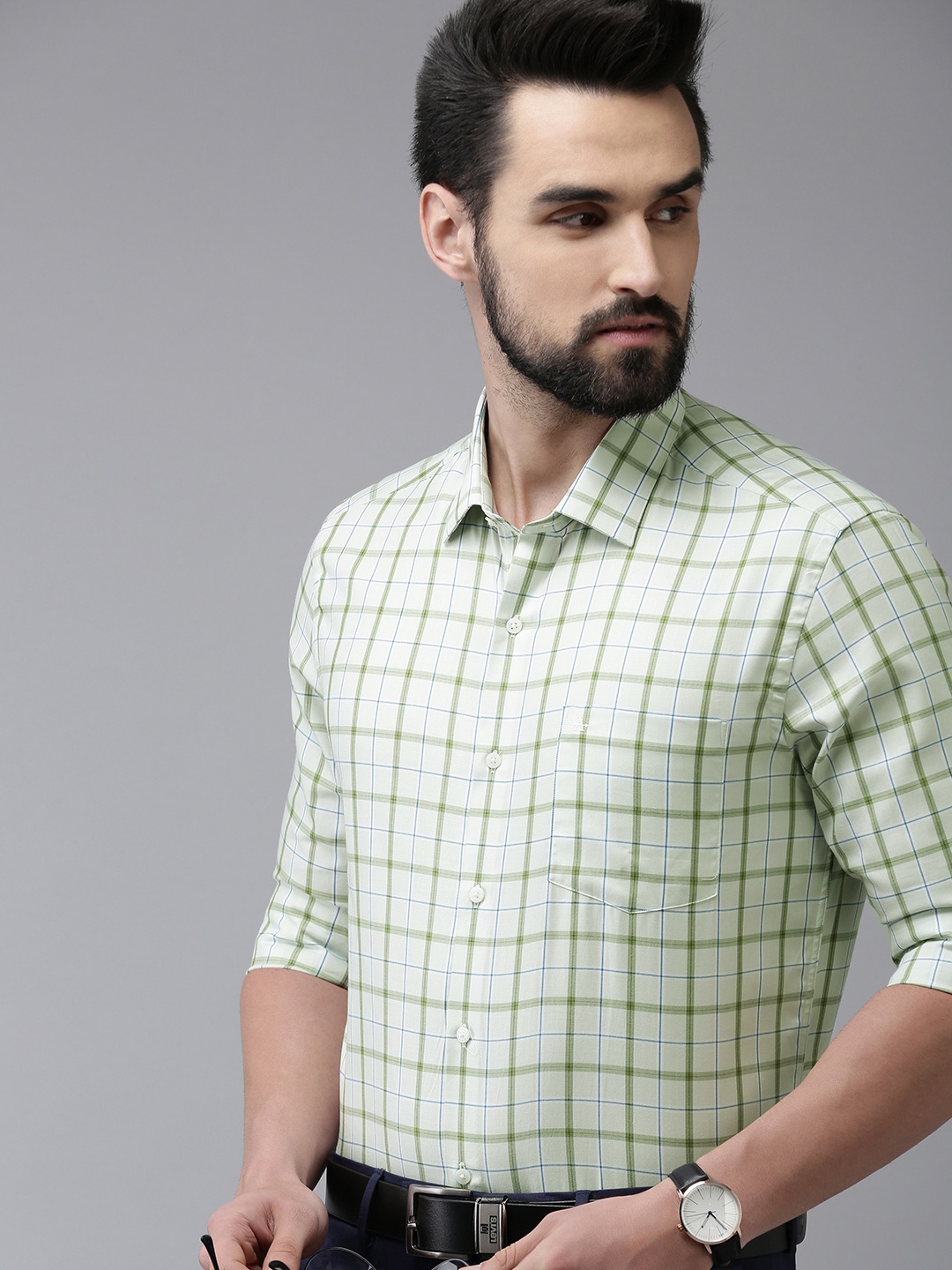 

Arrow Men White Original Slim Fit Tartan Checks Opaque Pure Cotton Formal Shirt