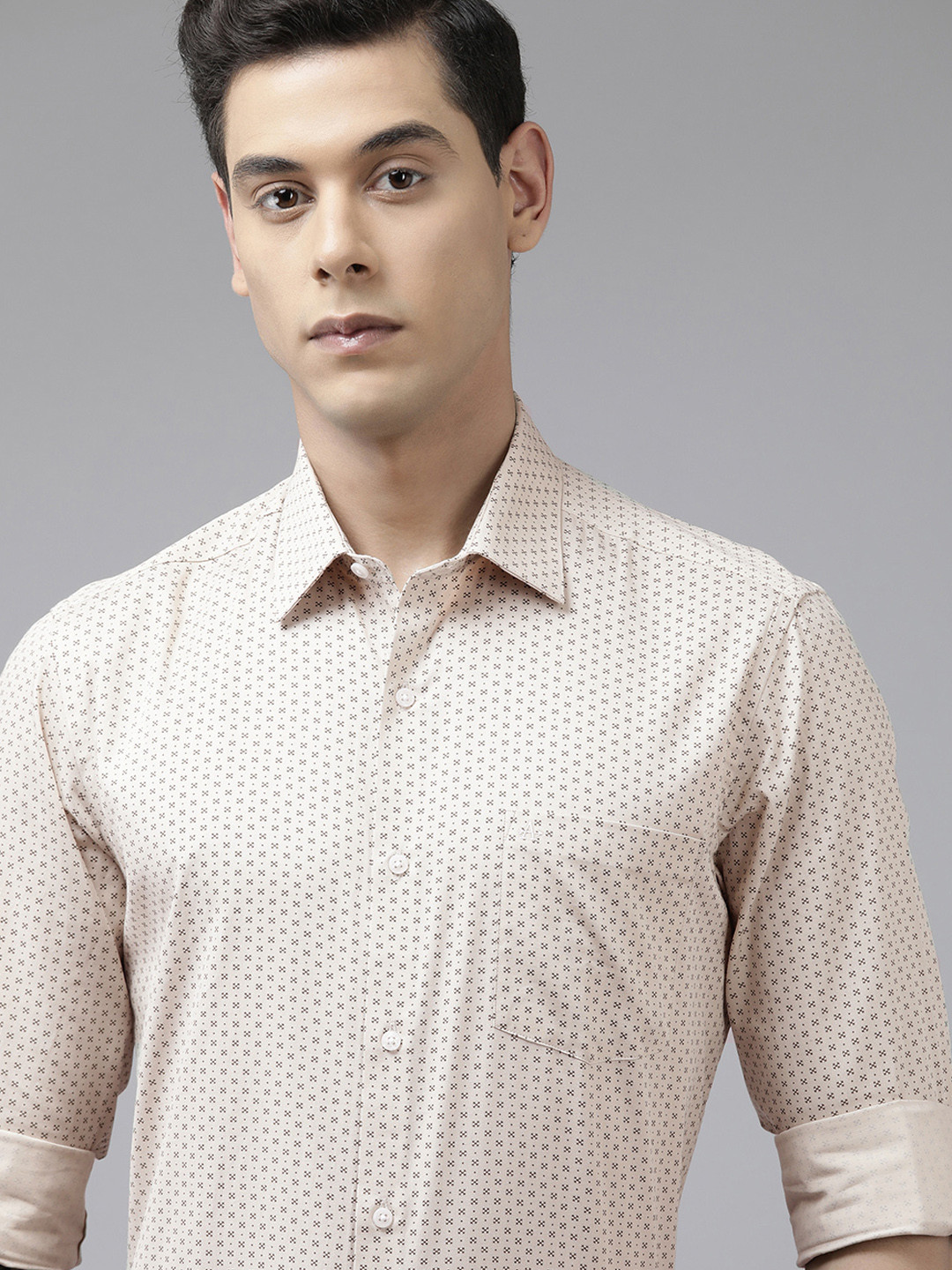 

Arrow Men Khaki Original Slim Fit Printed Pure Cotton Casual Shirt