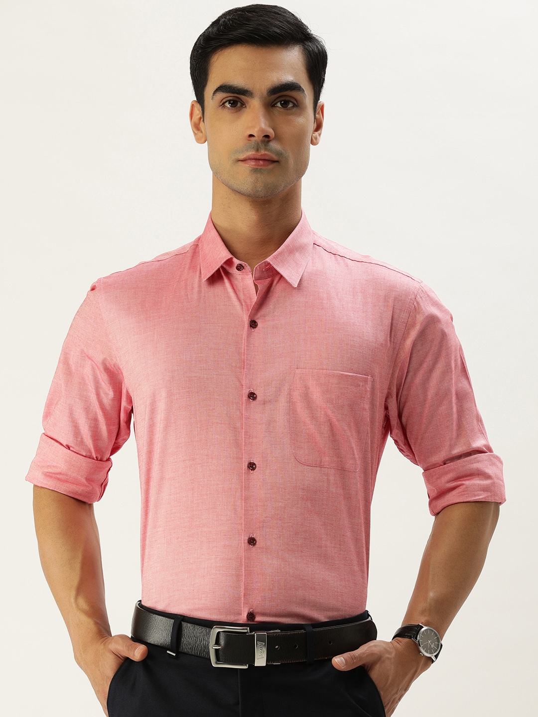 

Peter England Men Pure Cotton Formal Shirt, Pink