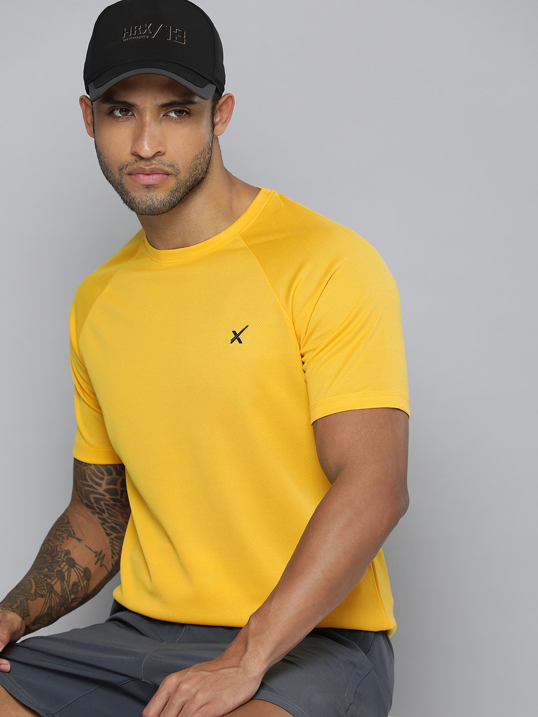 

HRX by Hrithik Roshan Men Yellow Brand Logo Print Detail T-shirt