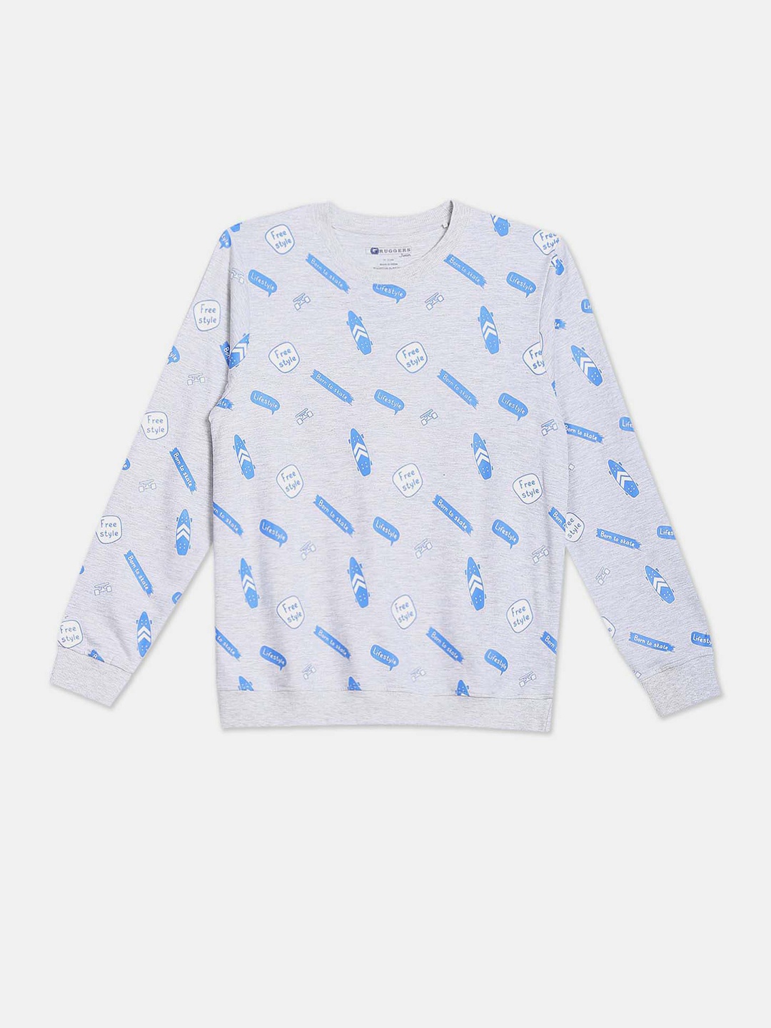 

Ruggers Junior Boys Printed Cotton Sweatshirt, Grey
