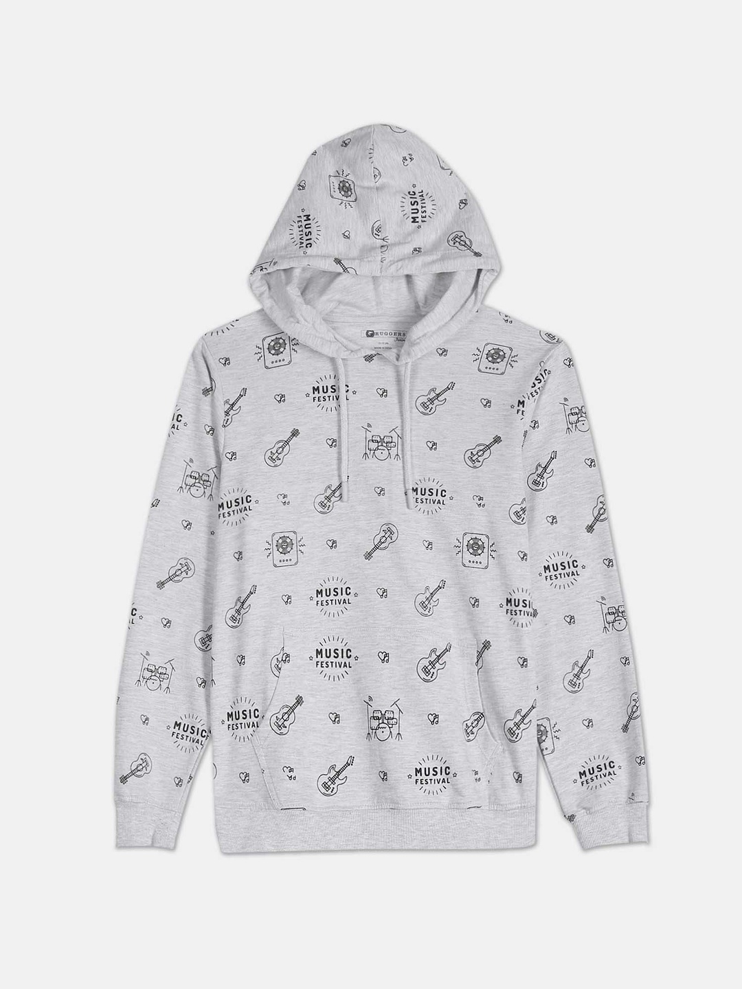 

Ruggers Junior Boys Printed Cotton Hooded Sweatshirt, Grey