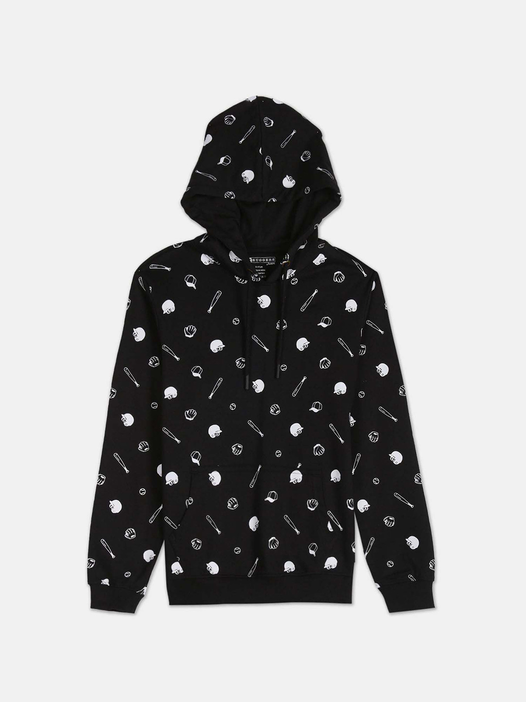 

Ruggers Junior Boys Printed Cotton Hooded Sweatshirt, Black