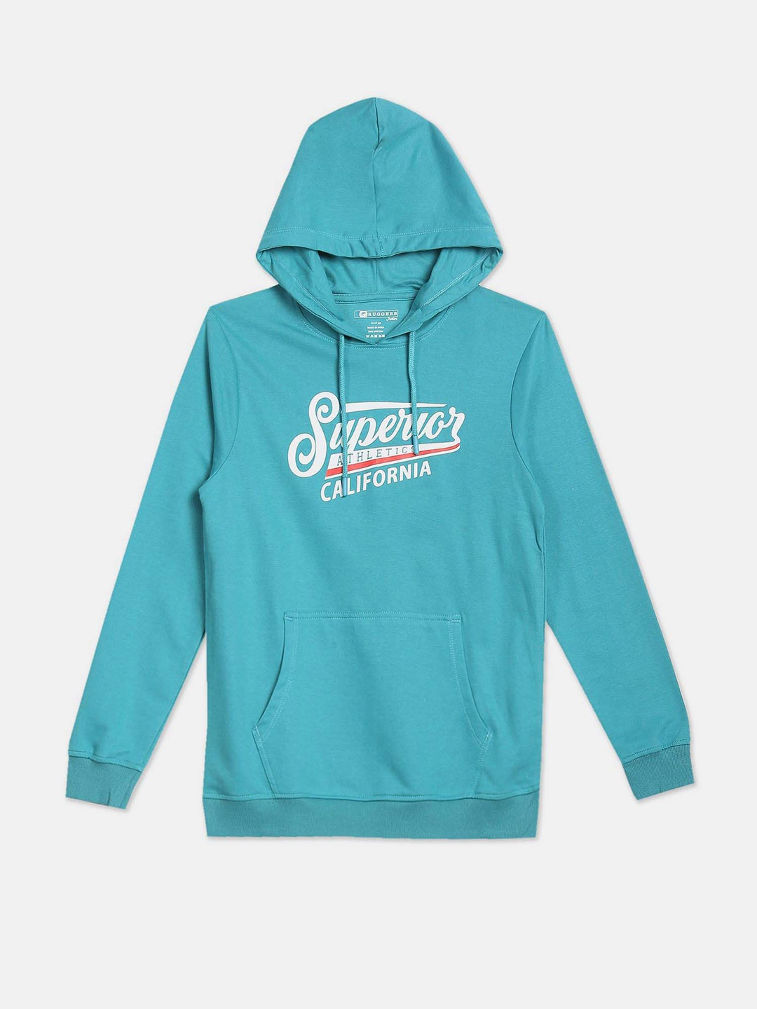 

Ruggers Junior Boys Printed Cotton Hooded Sweatshirt, Turquoise blue