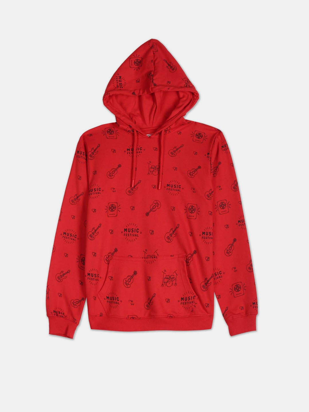 

Ruggers Junior Boys Printed Cotton Hooded Sweatshirt, Red