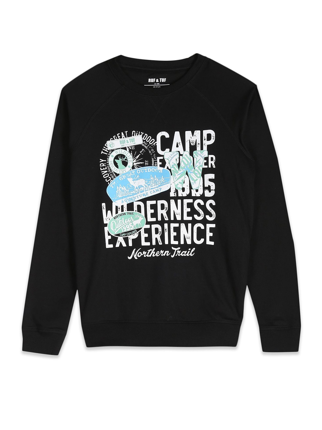 

RUF & TUF Boys Black Printed Pure Cotton Sweatshirt