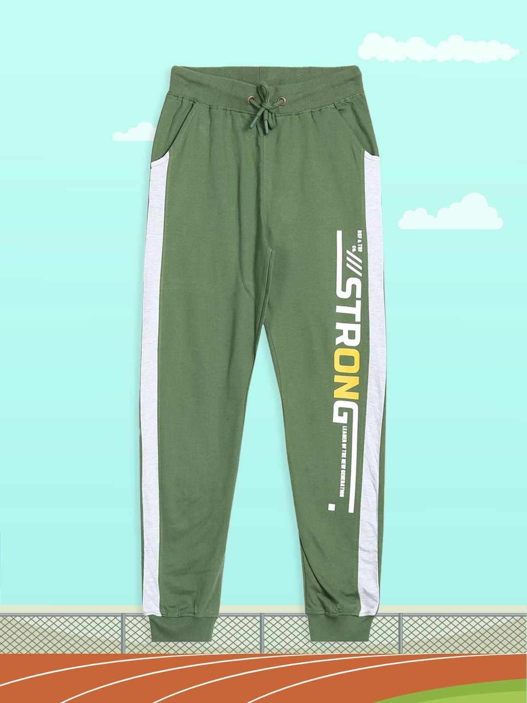 

RUF & TUF Boys Green Printed Pure Cotton Joggers