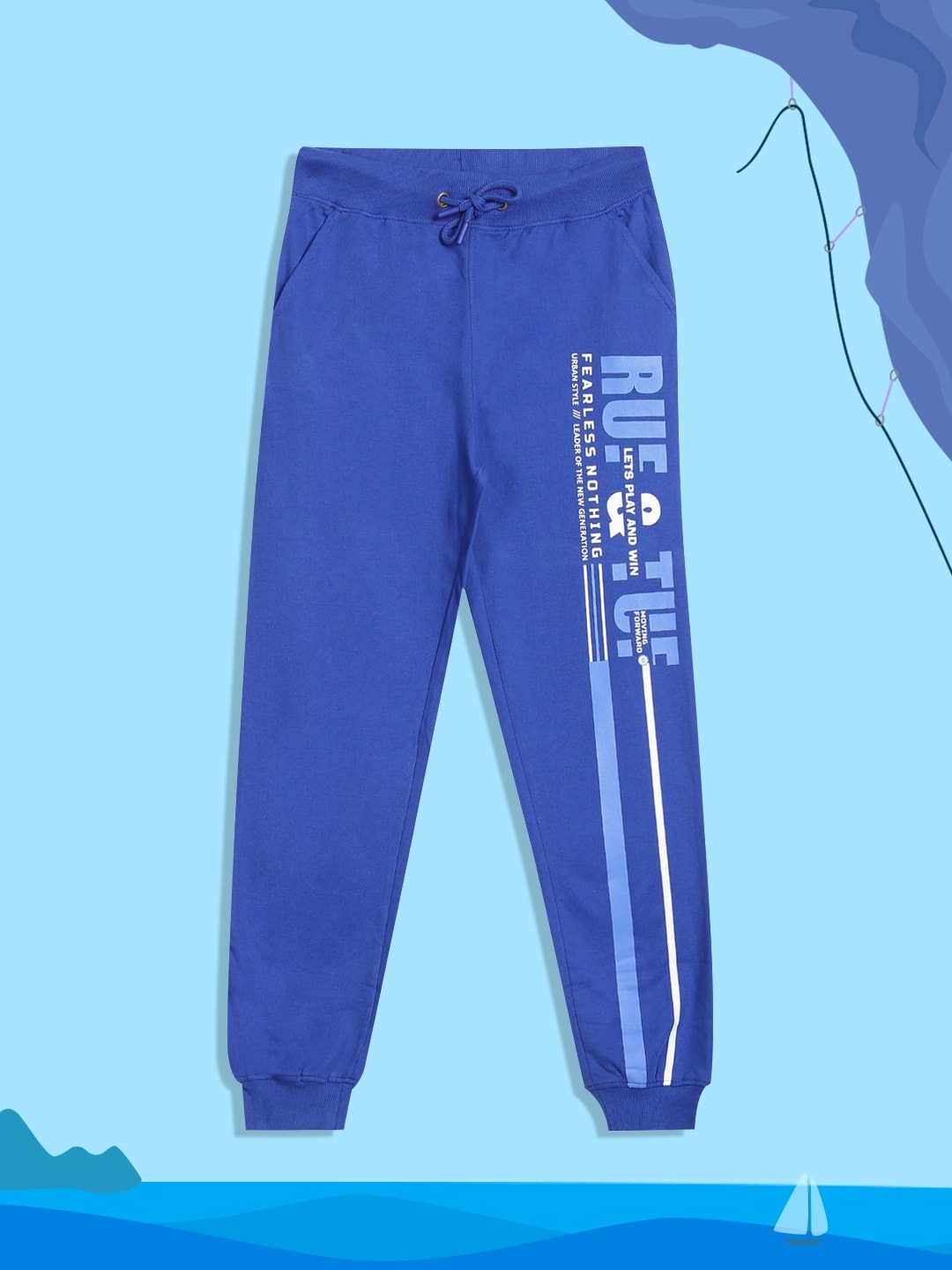 

RUF & TUF Boys Blue Printed Pure Cotton Joggers