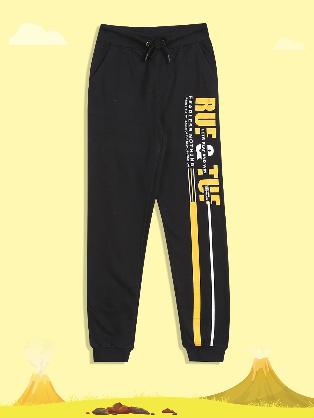 

RUF & TUF Boys Black Printed Pure Cotton Joggers