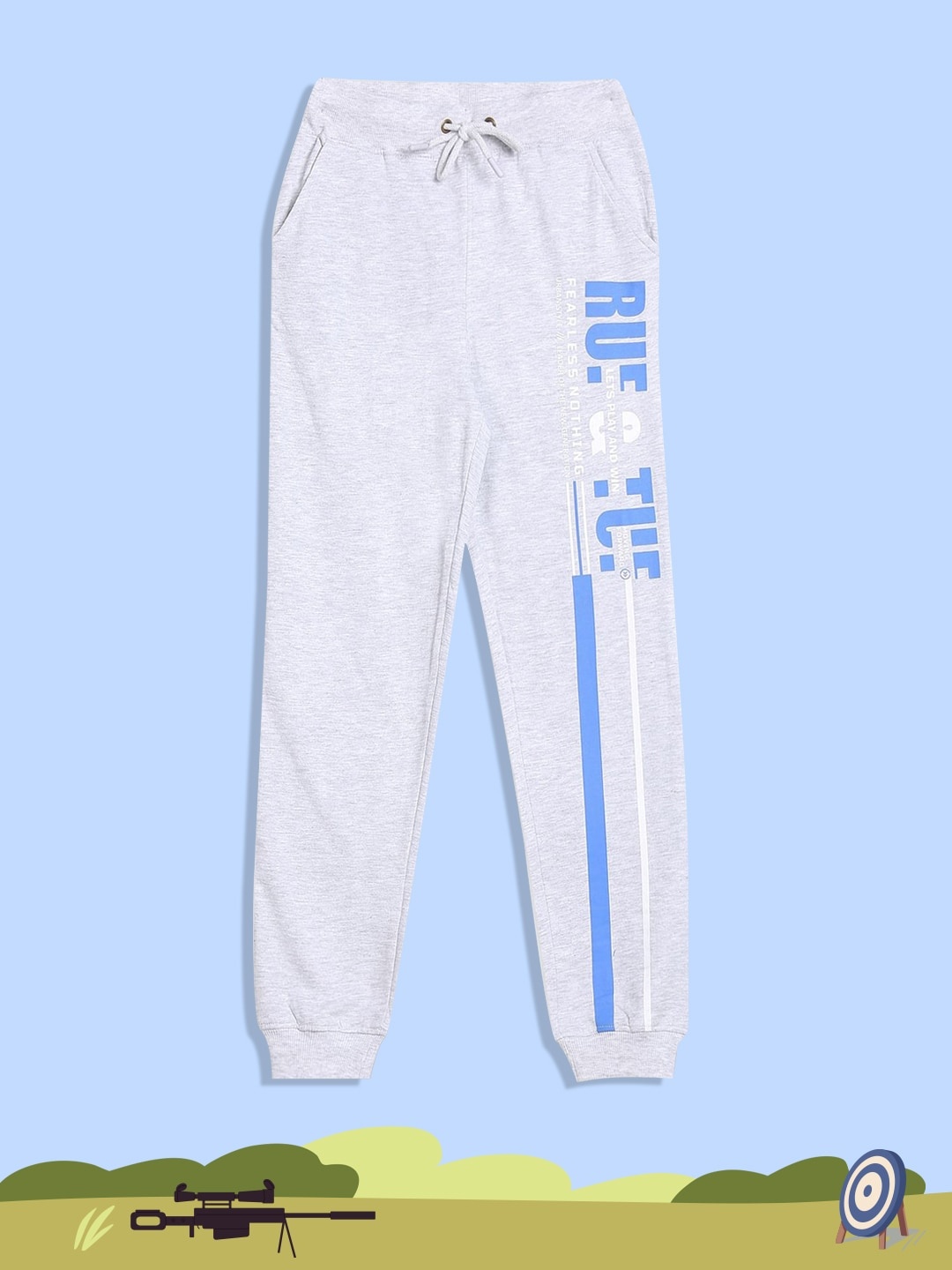 

RUF & TUF Boys Grey Melange Printed Joggers