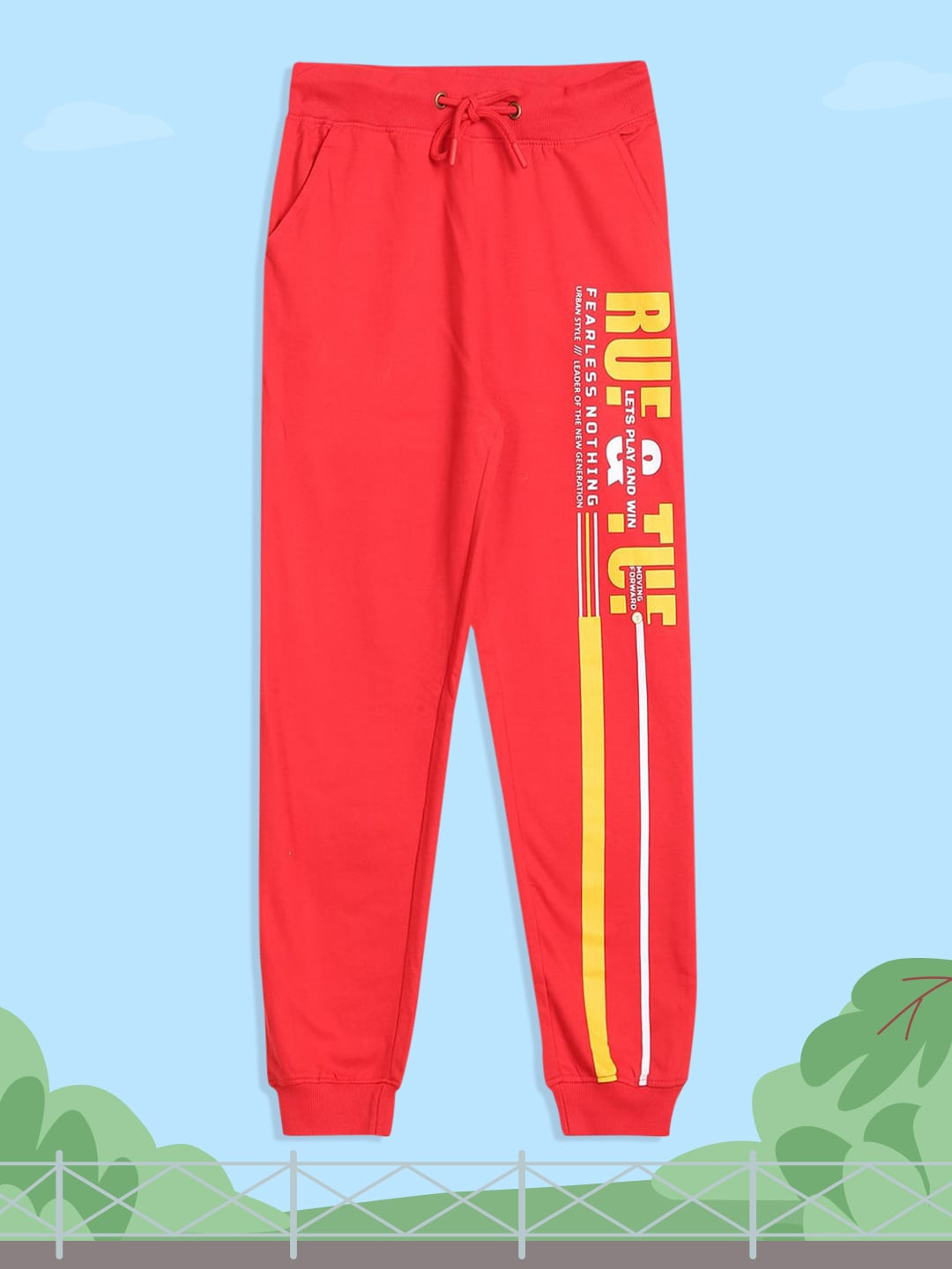 

RUF & TUF Boys Red Printed Pure Cotton Joggers