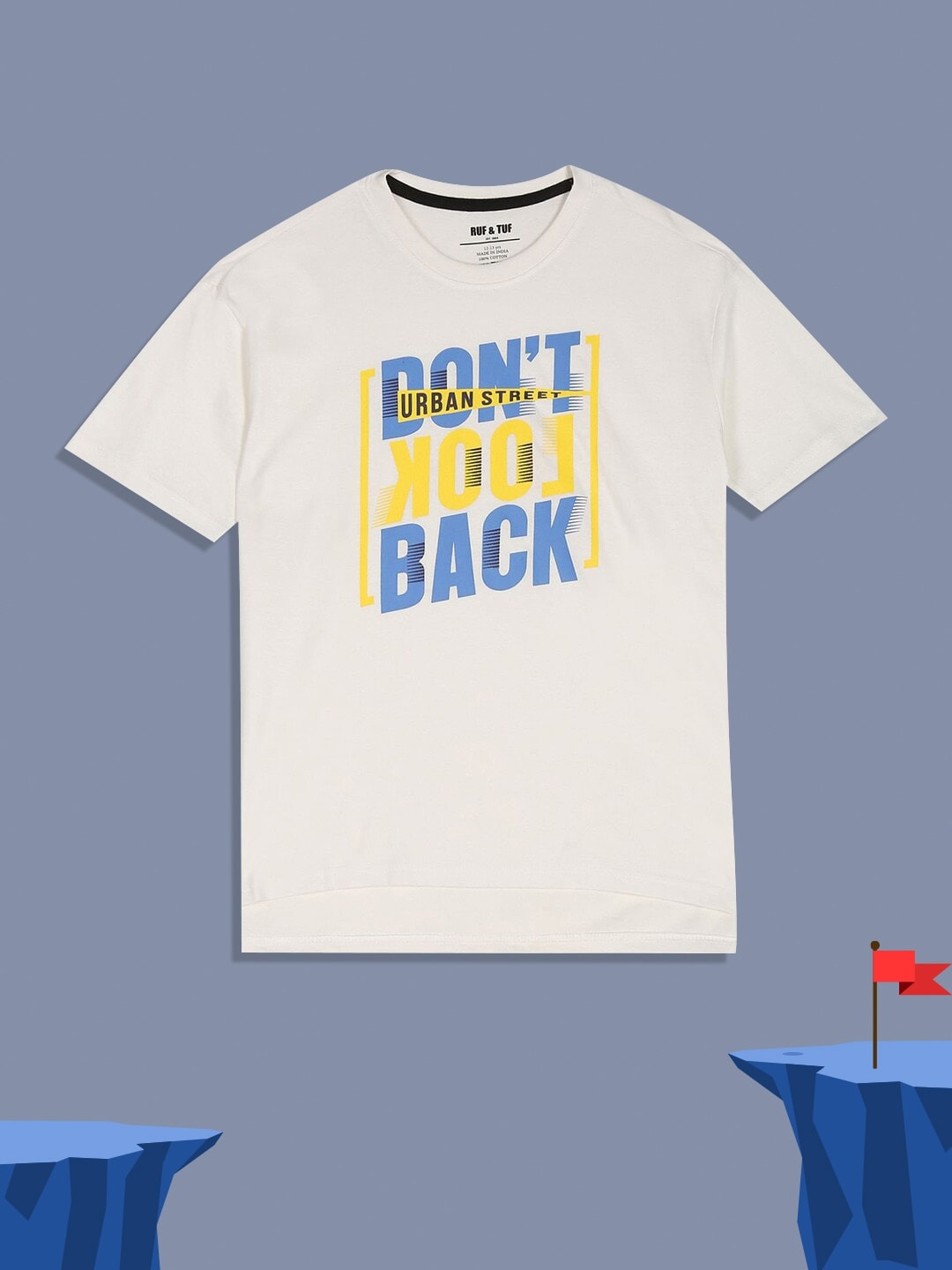 

RUF & TUF Boys White Typography Printed Pure Cotton T-shirt