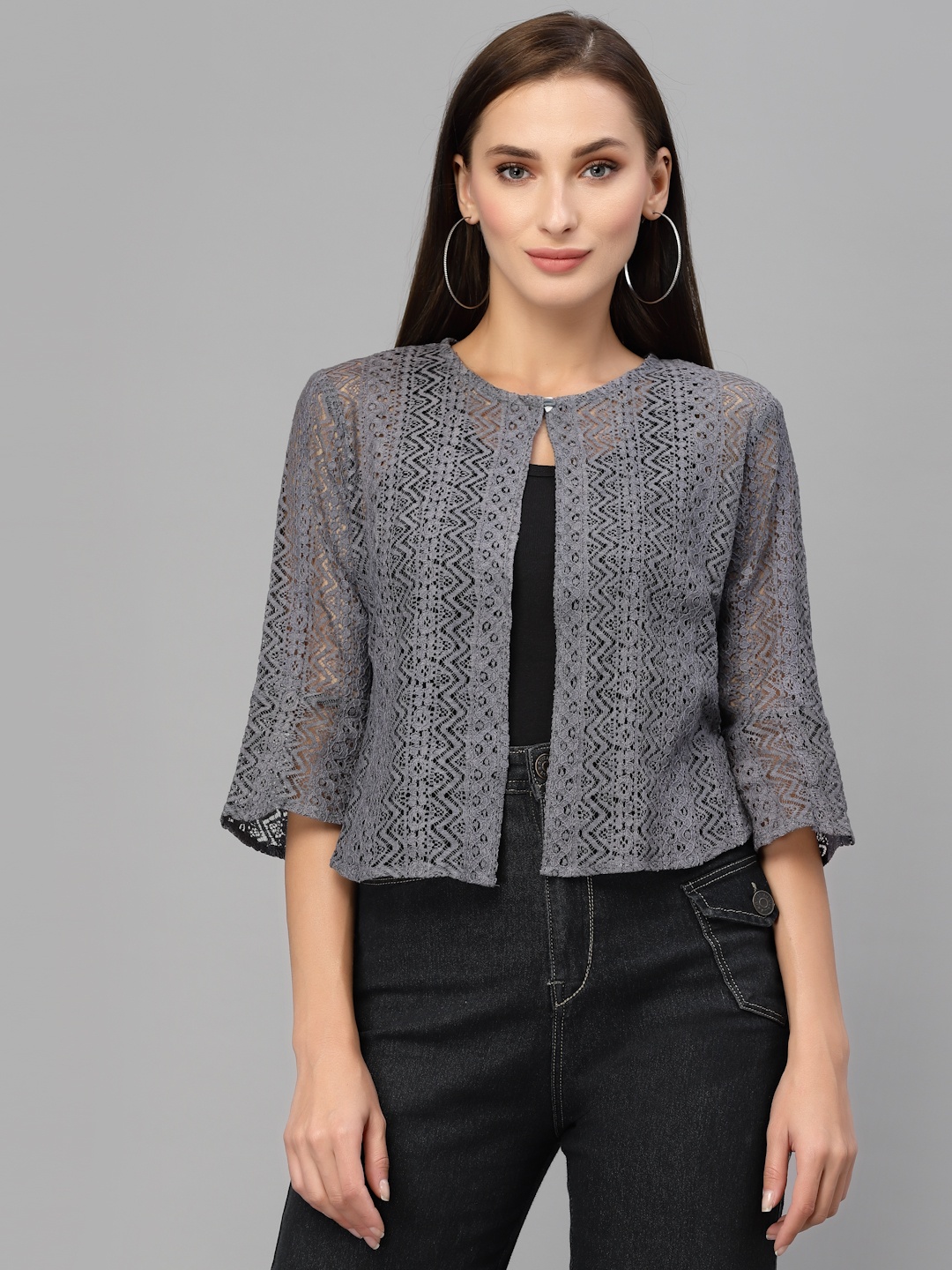 

Style Quotient Women Grey Crop Shrug