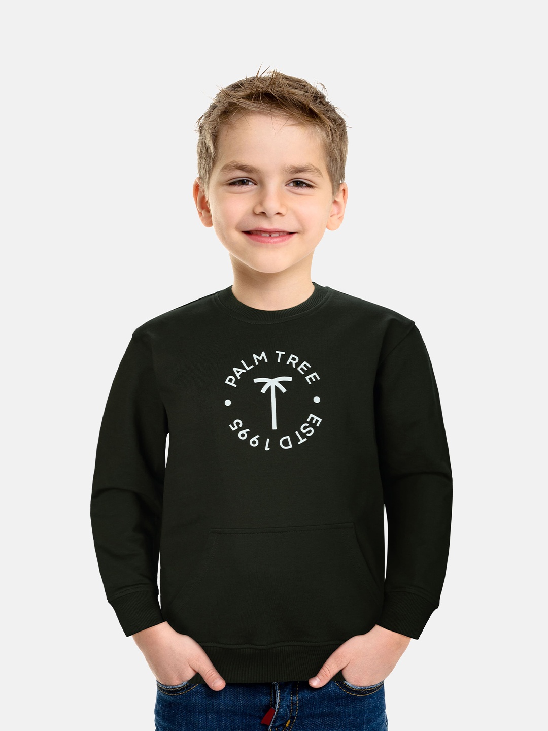 

Palm Tree Boys Olive Green Printed Sweatshirt