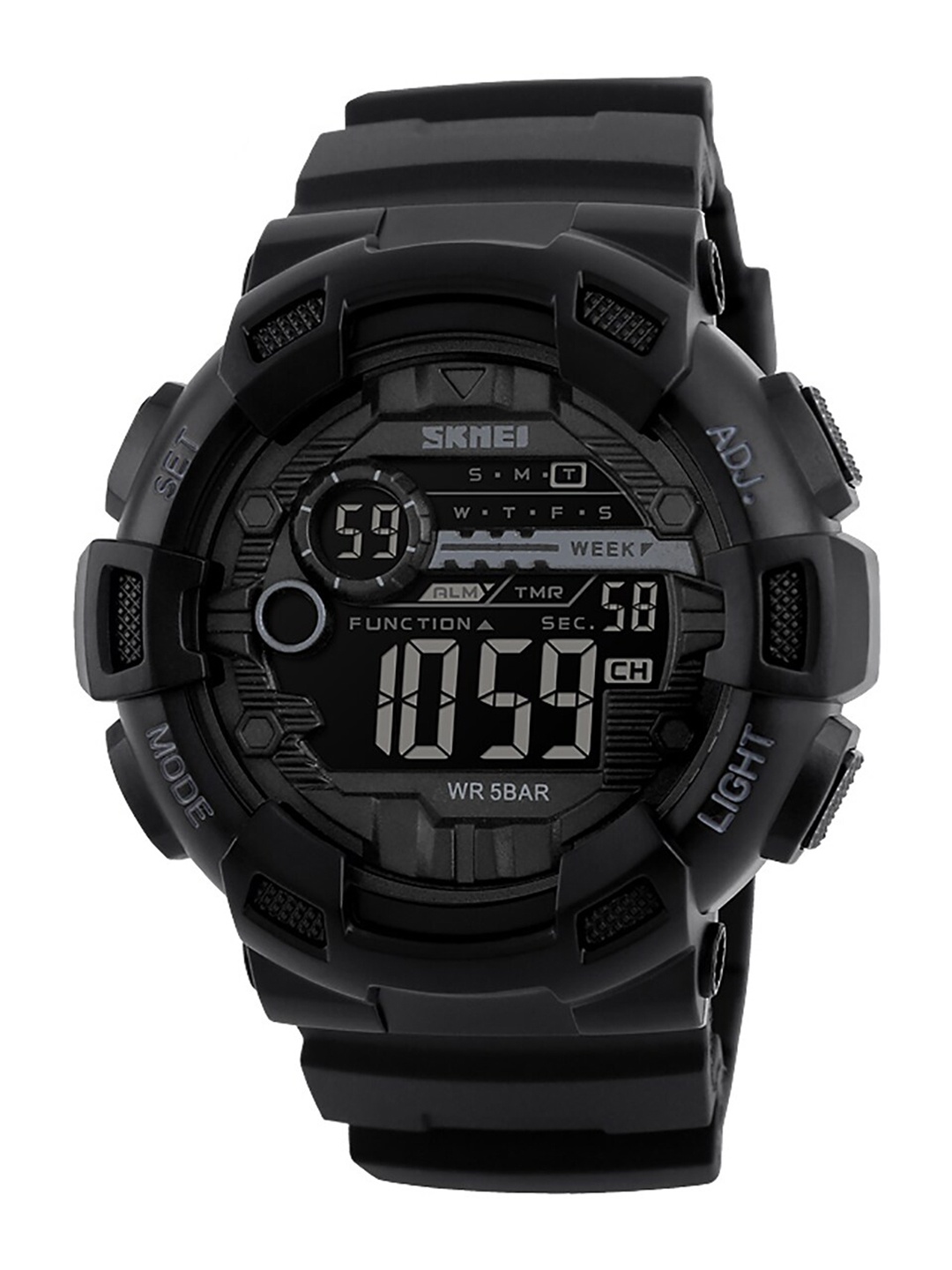 

Skmei Men Black Dial & Black Straps Digital Multi Function Watch Skmei 1243 Black-Black