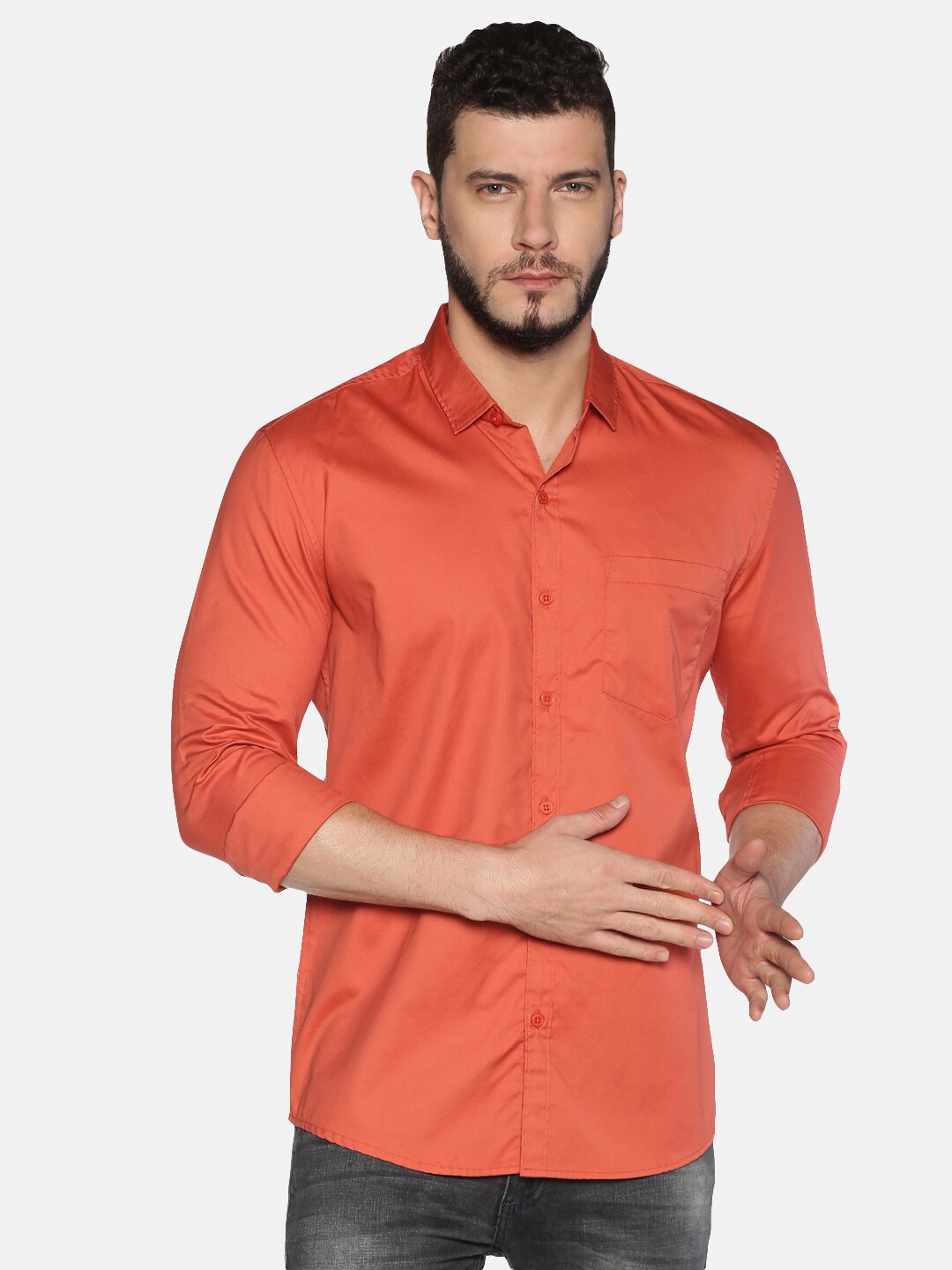 

UrGear Men Orange Casual Regular Fit New Shirt