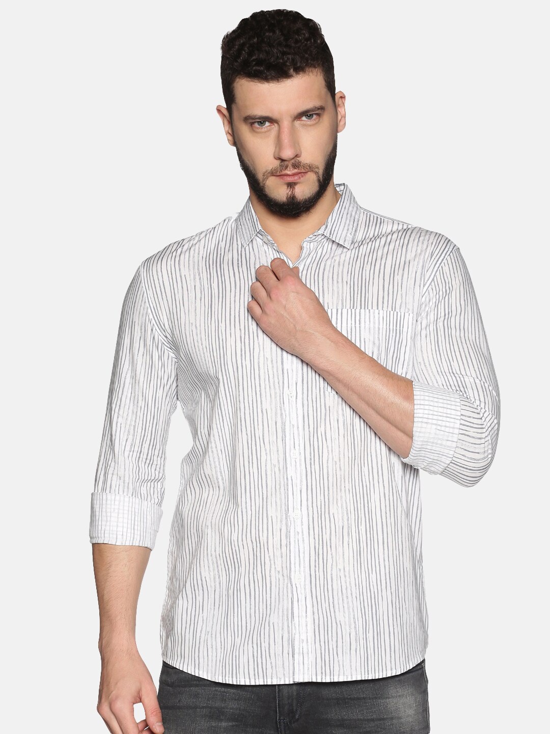 

UrGear Men White Printed Casual Shirt
