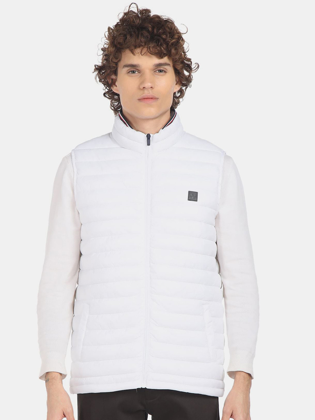 

Arrow Sport Men White Training Or Gym Bomber Jacket