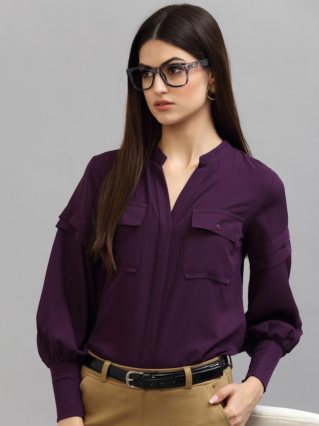 

Style Quotient Women Purple Formal Shirt