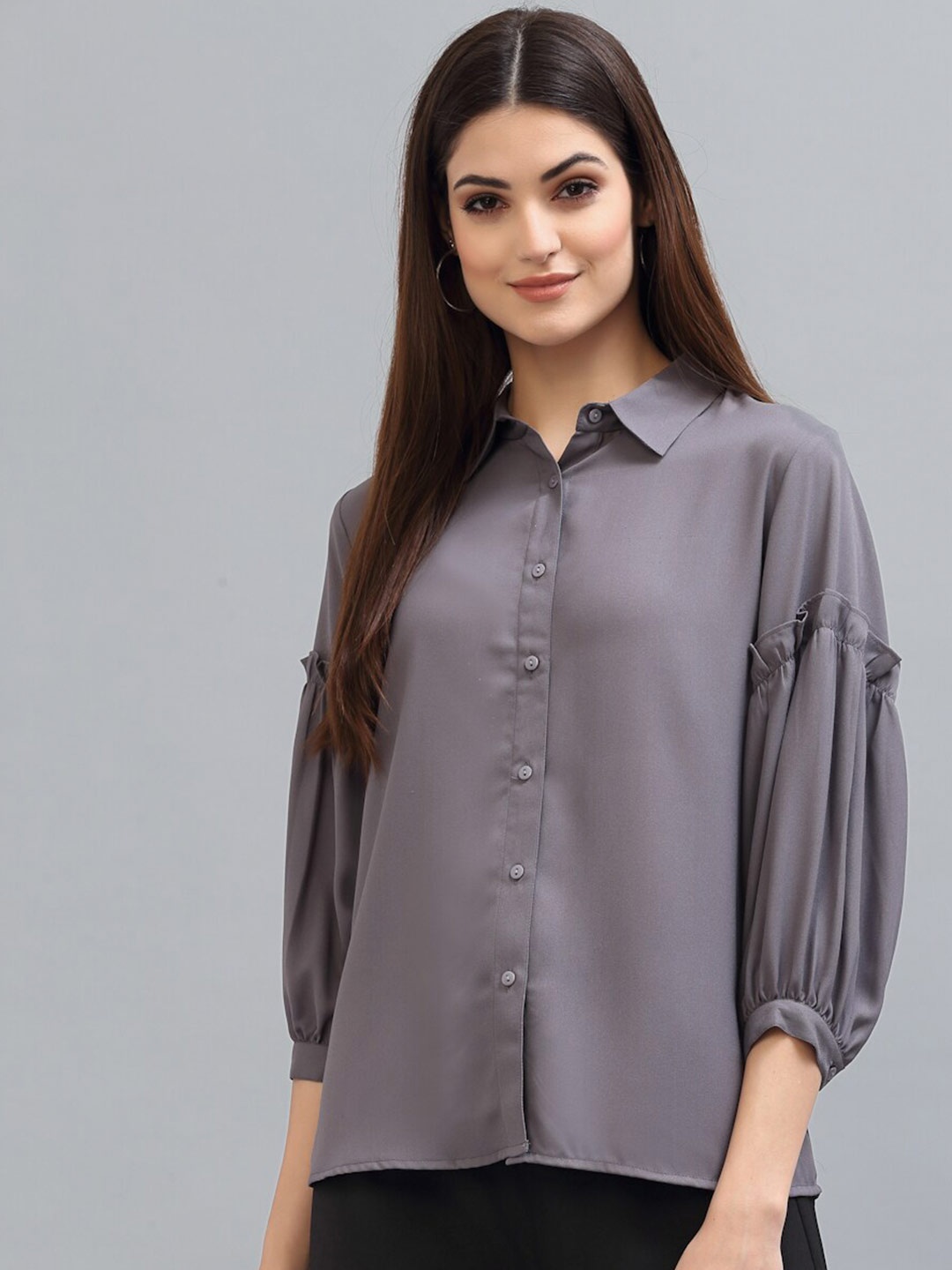 

Style Quotient Women Grey Solid Casual Shirt