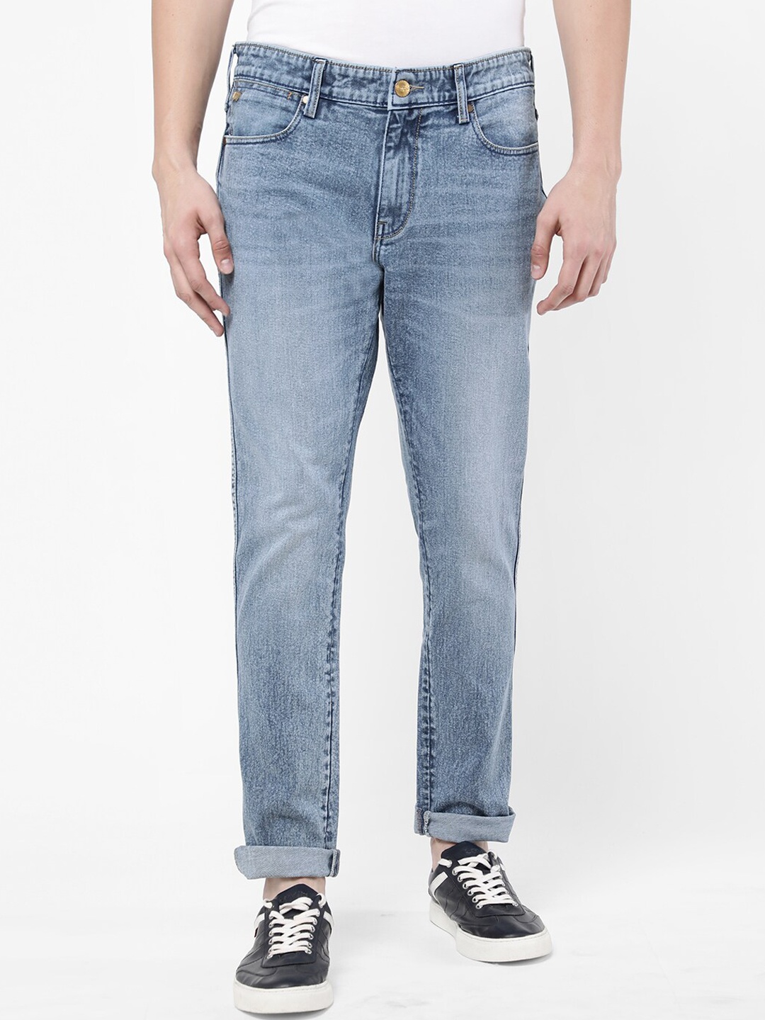 

Wrangler Men Blue Skanders Slim Fit Low-Rise Heavy Fade Stretchable Jeans
