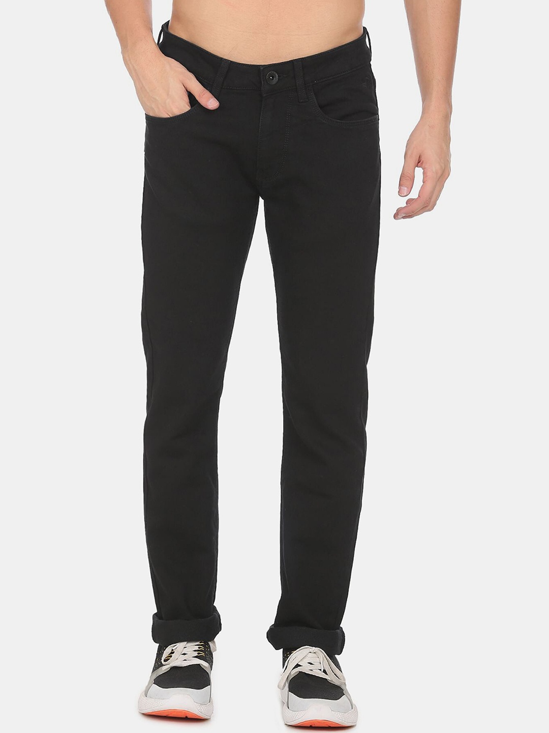 

Flying Machine Men Black Comfort Slim Fit Low Distress Denim Jeans