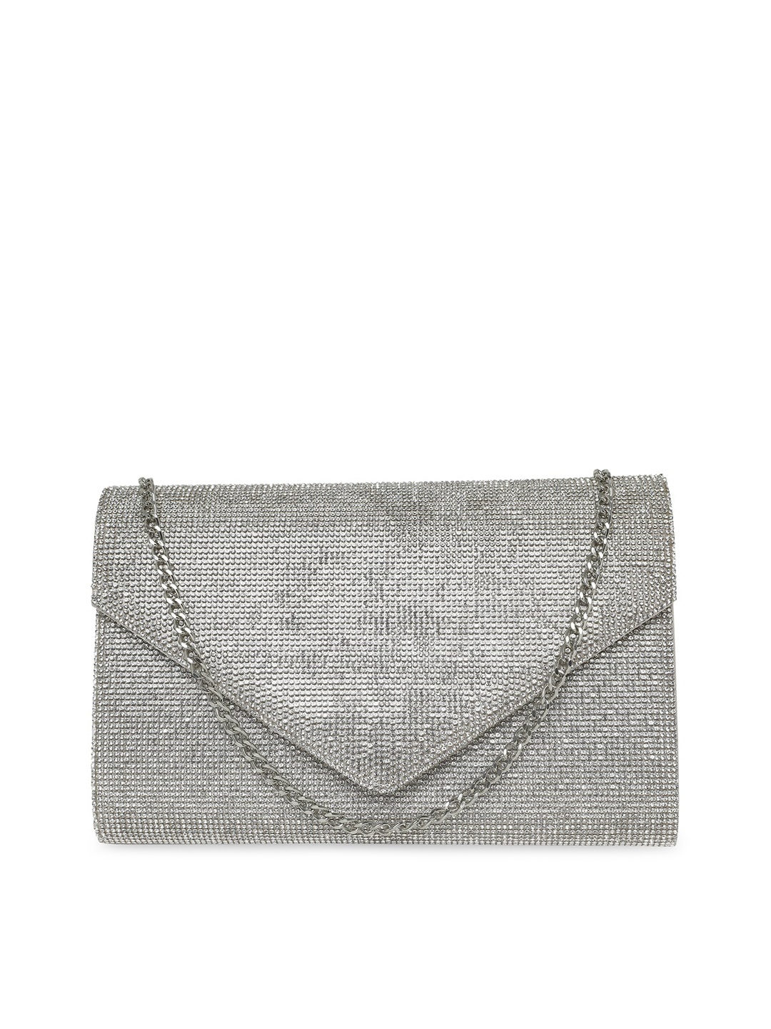 

ALDO Silver-Toned Embellished Envelope Clutch