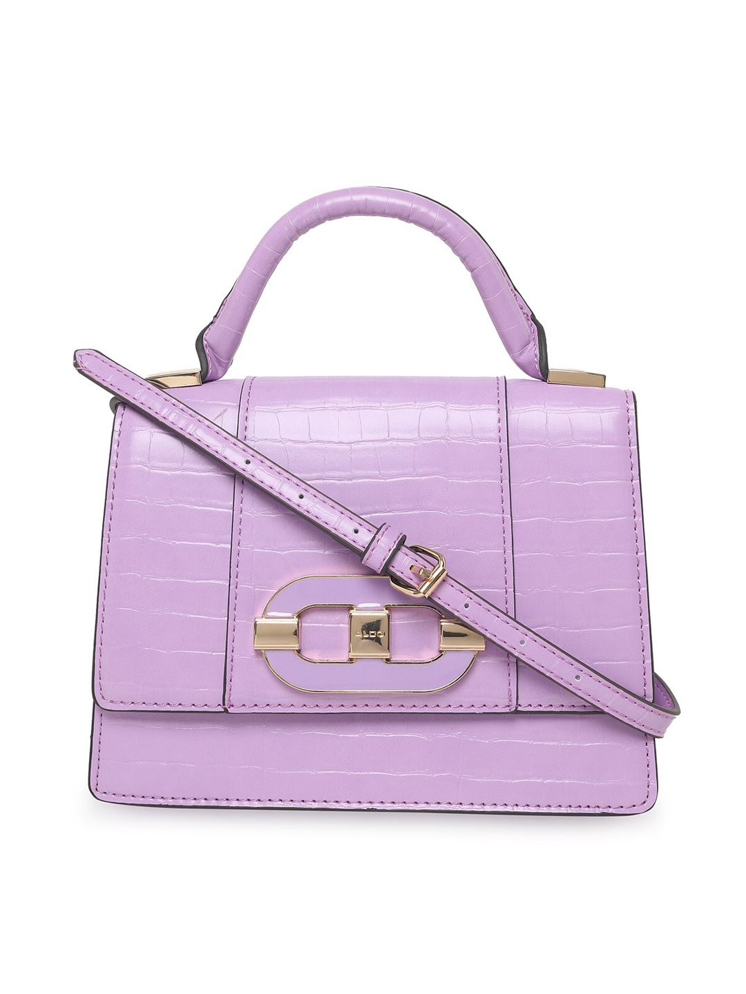 

ALDO Purple Textured PU Structured Handheld Bag with Bow Detail