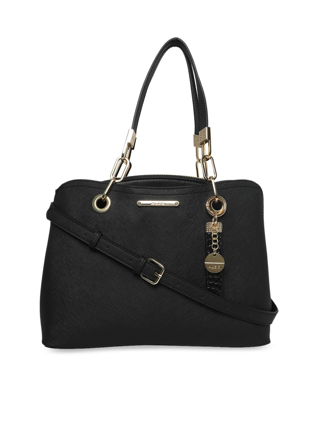 

ALDO Black PU Structured Handheld Bag with Quilted