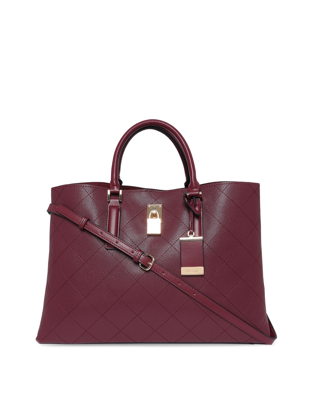 

ALDO Women Maroon Textured PU Structured Handheld Bag