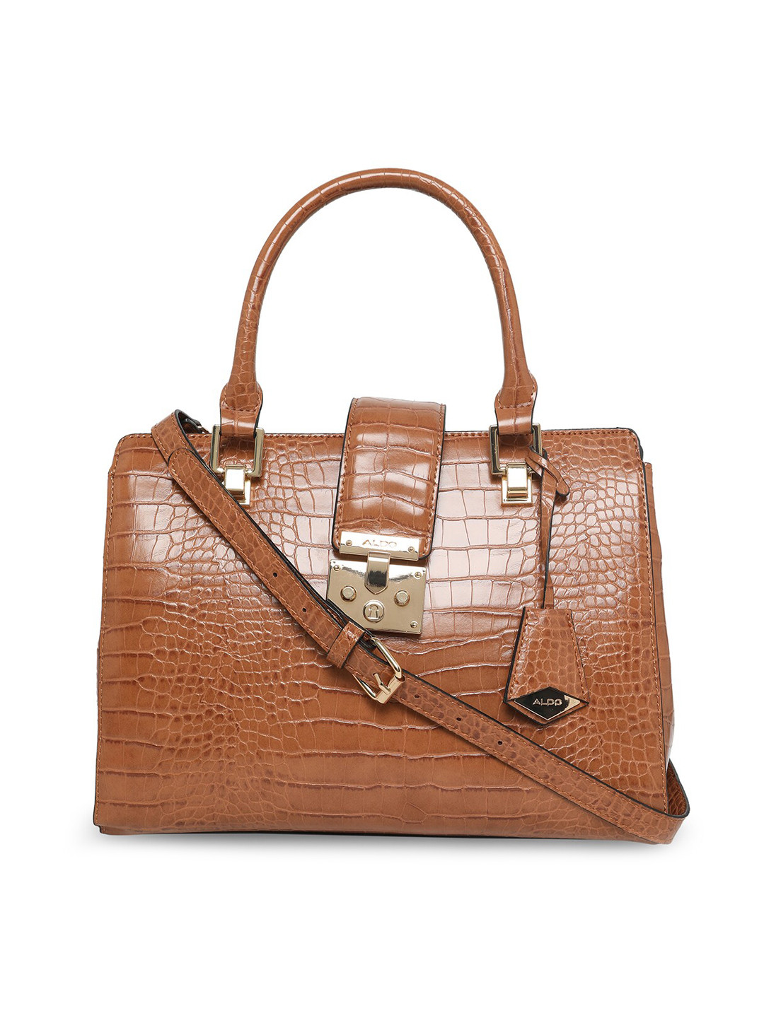 

ALDO Brown Women Animal Textured PU Structured Handheld Bag
