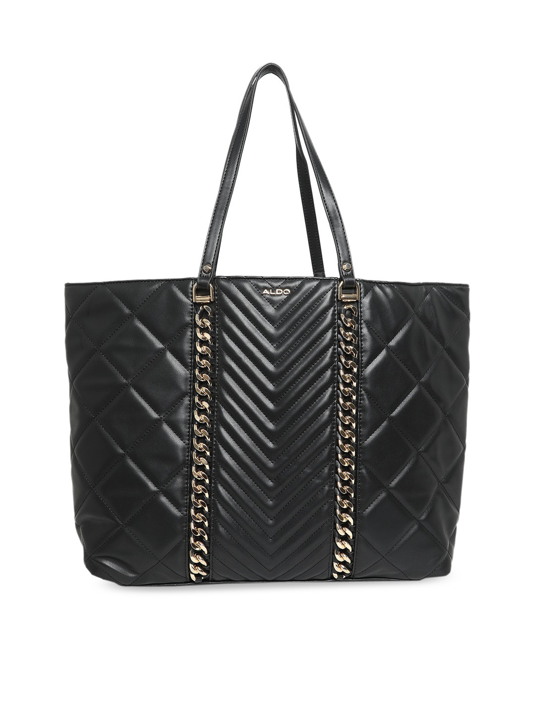 

ALDO Black Textured PU Shopper Shoulder Bag with Quilted