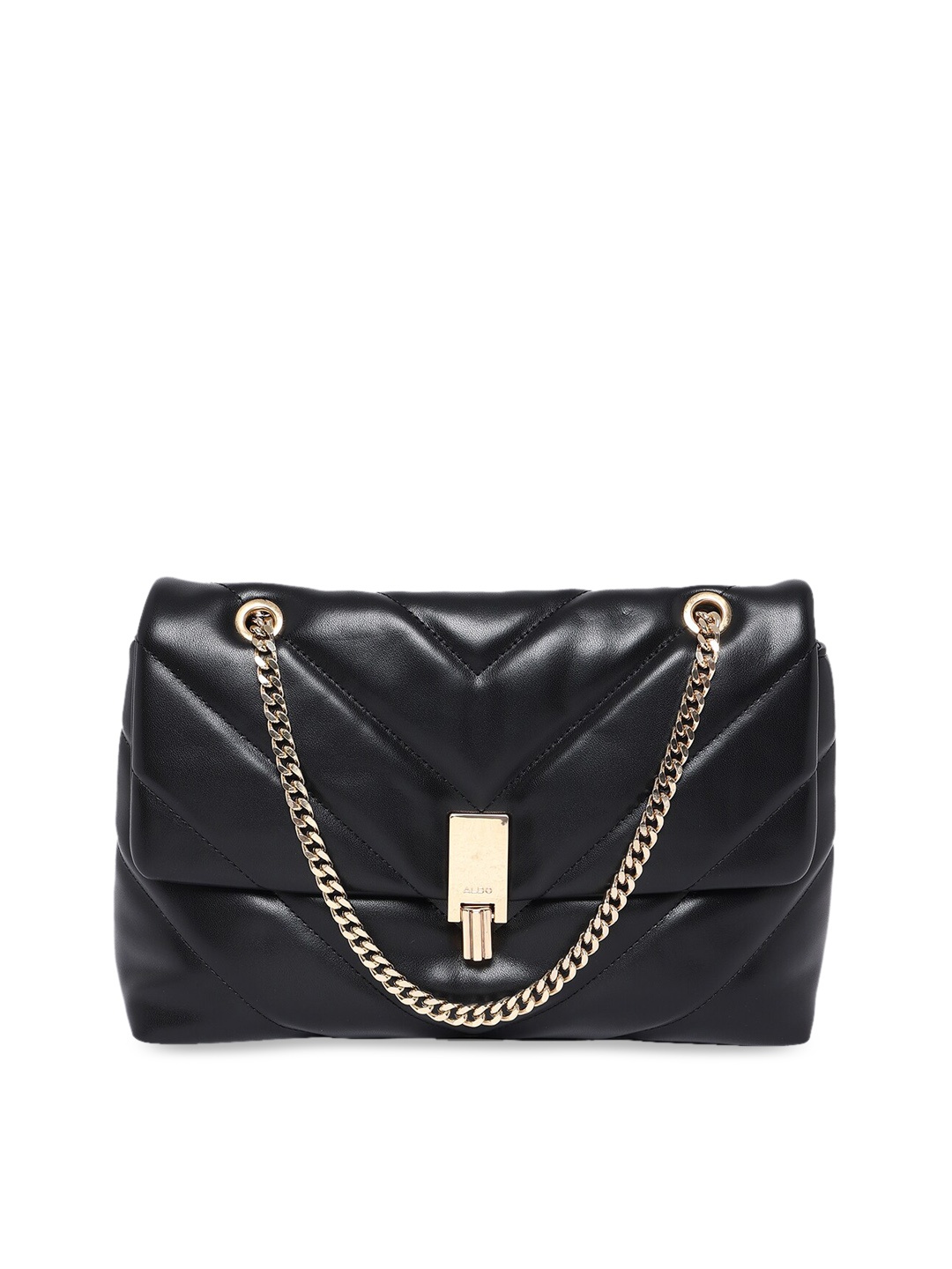 

ALDO Women Black PU Structured Sling Bag with Quilted