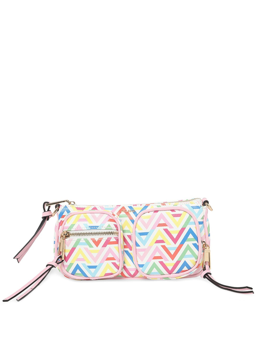 

ALDO Pink & Blue Printed PU Structured Sling Bag
