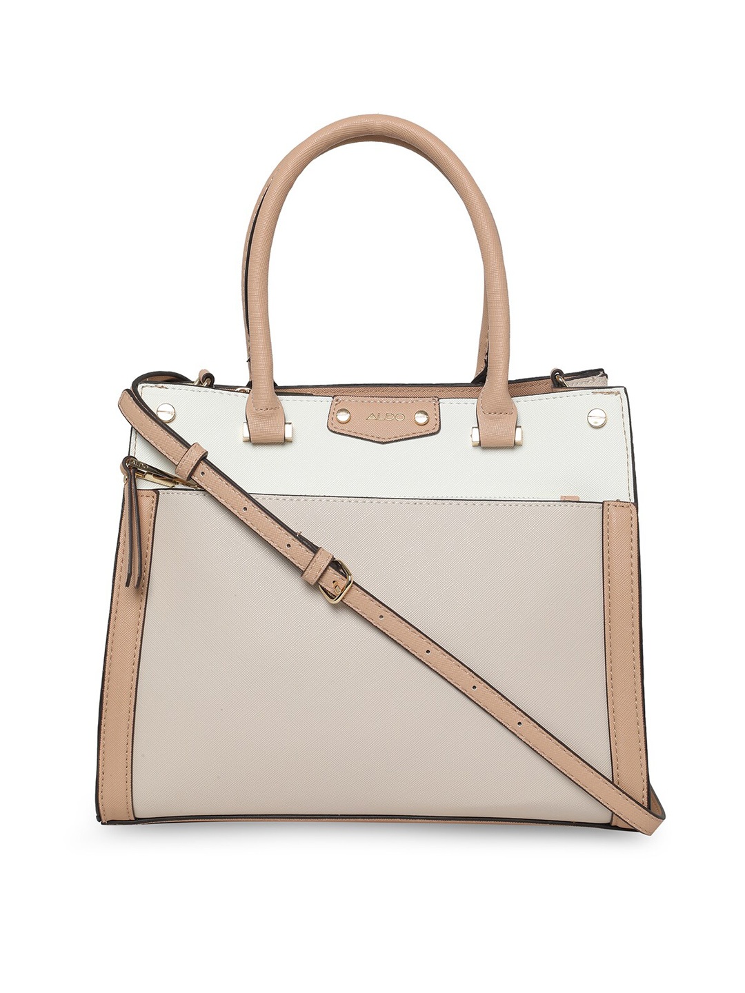 

ALDO Beige Colourblocked PU Structured Sling Bag