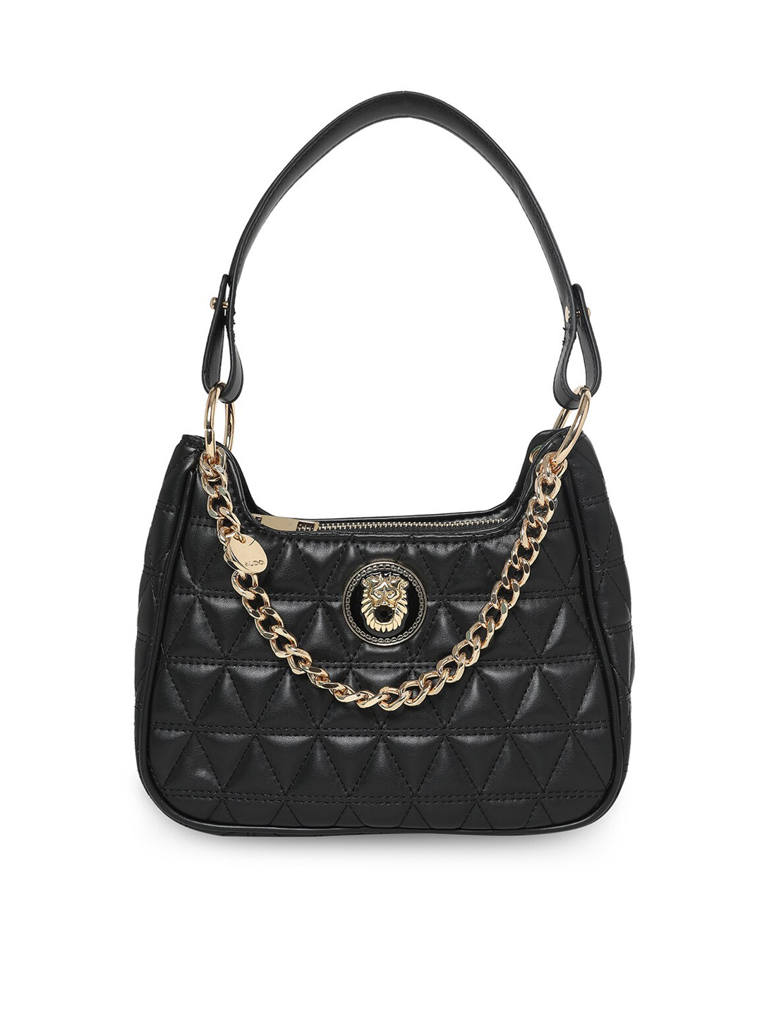 

ALDO Black PU Structured Handheld Bag with Quilted